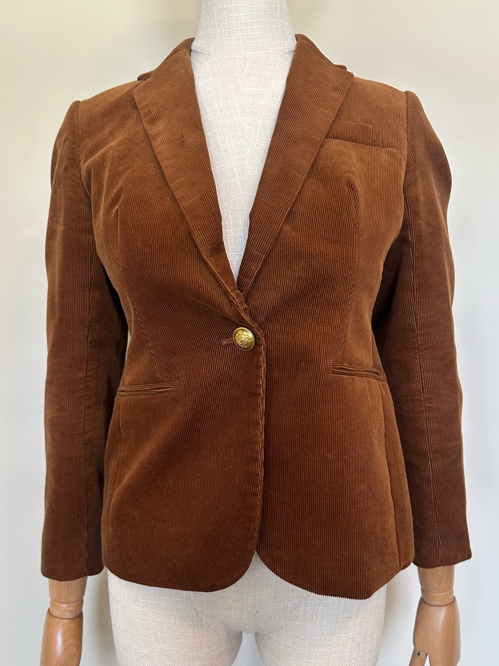 J. Crew Campbell Women’s Brown Corduroy Blazer Jacket w Gold Buttons - Like New!